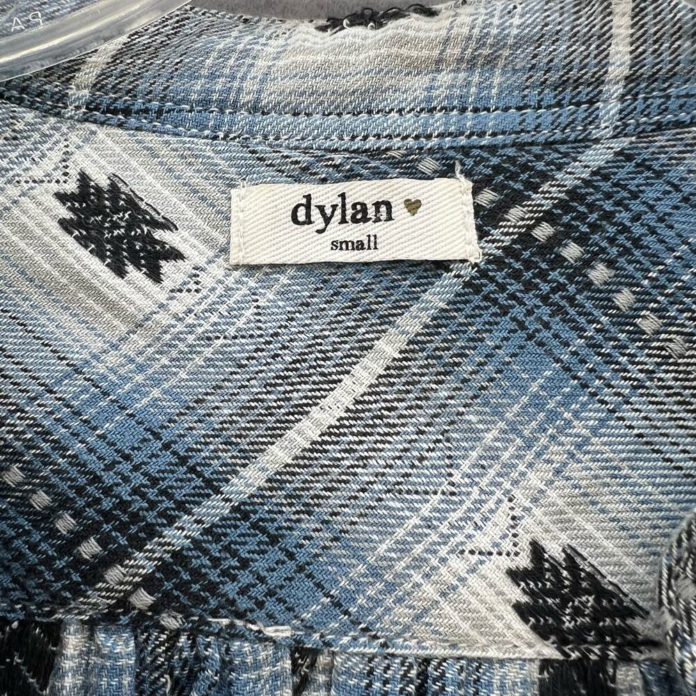 Dylan Tunic Dress Women's Size S Blue Black V-neck Flannel Southwestern Plaid - Picture 10 of 10